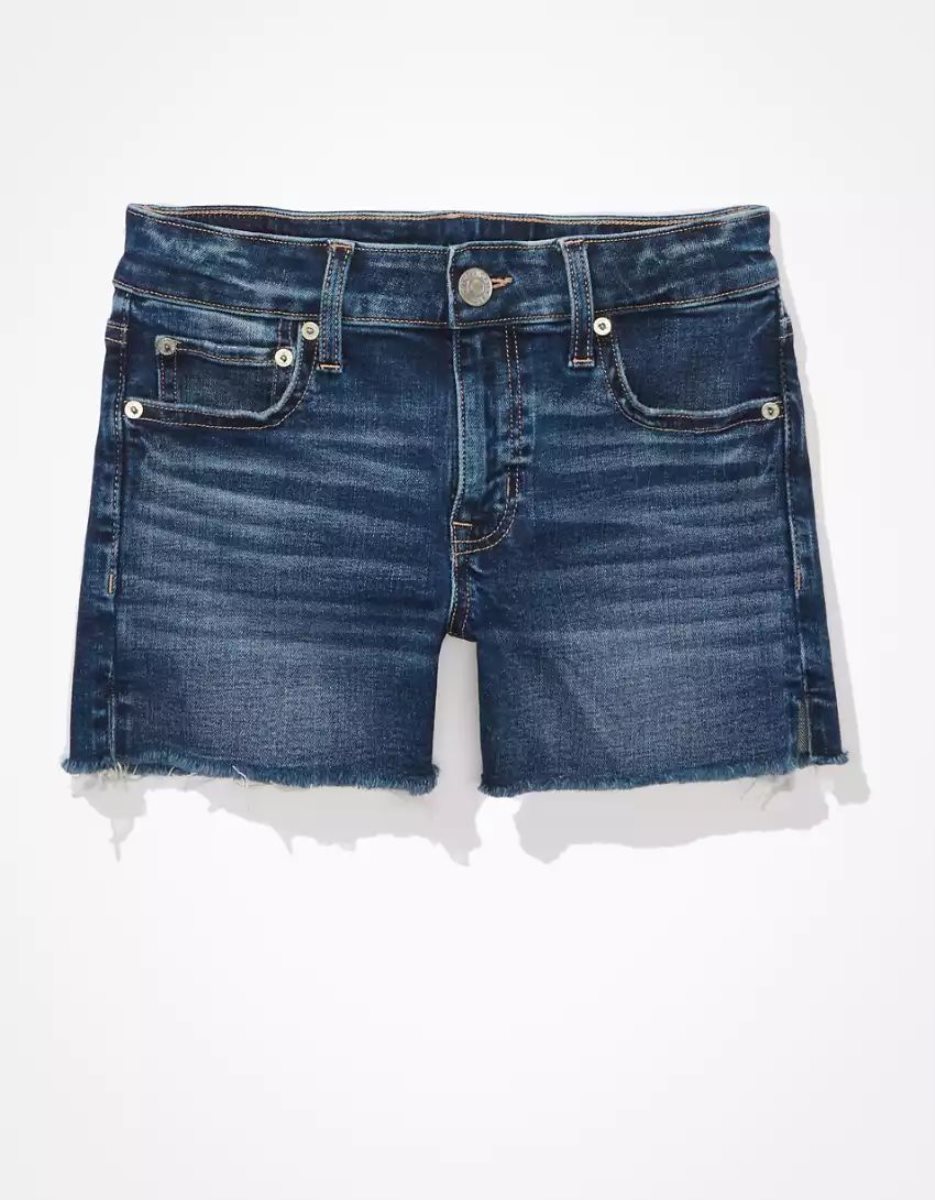 Shorts American Eagle AE Stretch Denim Midi Indigo Foncé Lavage Femme | CNQ-60249120